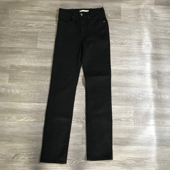 Levi's Denim - Levi's 724 High Rise Straight Jeans Black Denim Size 27 Womens Stretch Leg